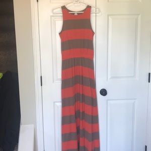 Striped Maxi Dress- orange & taupe XS